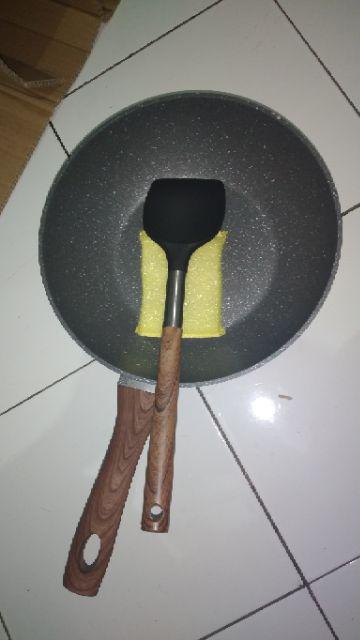 Cypruz Am0995 Am0996 Am0997  Spatula Turner Lubang Gagang Motif Kayu Spatula Sutil Sodet