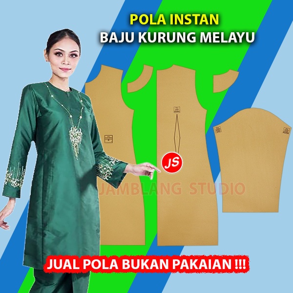 Pola Instan Baju Kurung Melayu [ Pola Baju Jamblang Studio ]