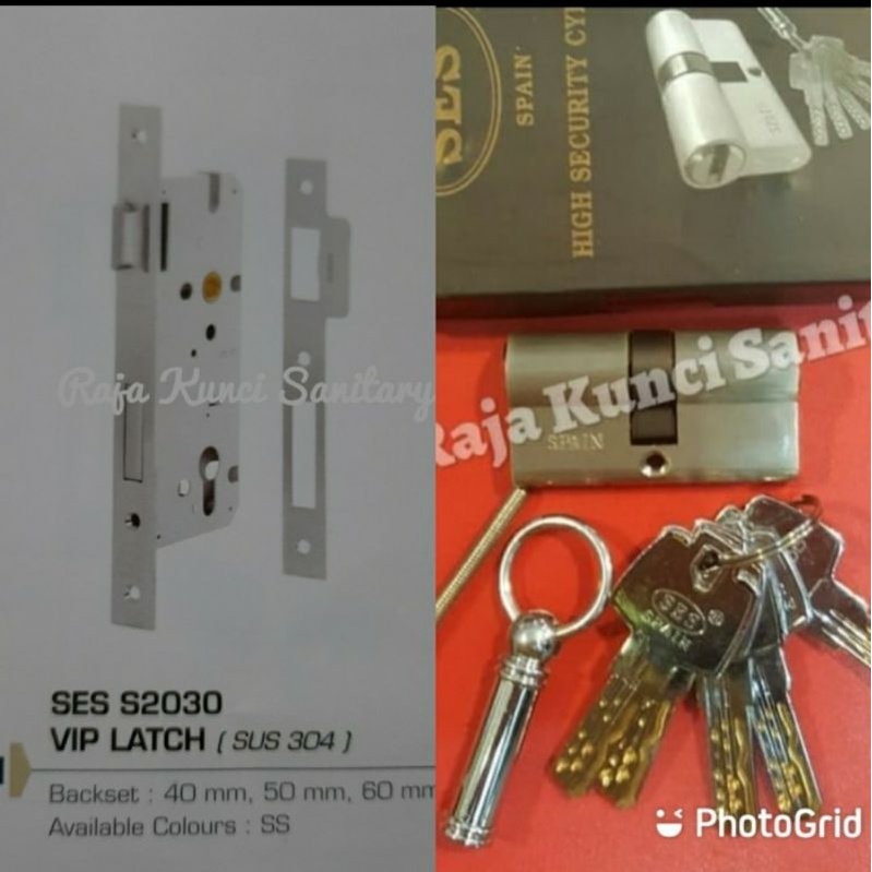 Kunci Pelor SES/Lockcase Pelor SES S2036-50mm Stainless SUS 304 +Cylinder VIP 60mm Komputer/SES