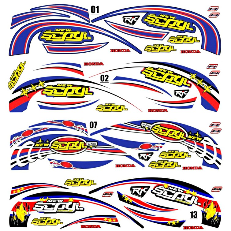 Sticker Striping Variasi Thailand Thailook Scoopy Fi 2013-2016 (FLAG)3 f1173
