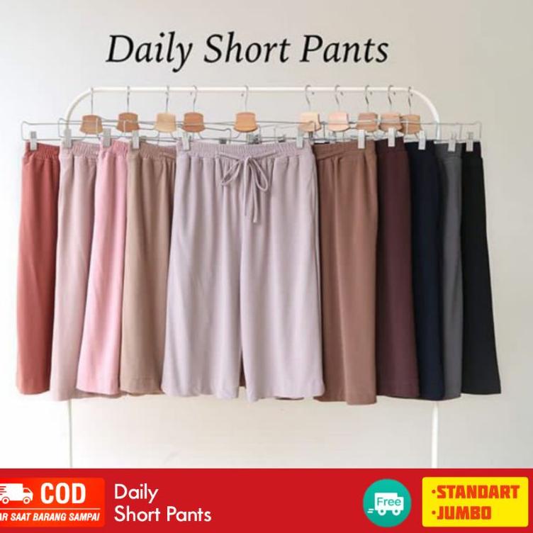 Paling Diminati SHORT PANTS // CELANA PENDEK WANITA KULOT RAYON PREMIUM 7/8 STANDART ~ JUMBO // DIJA