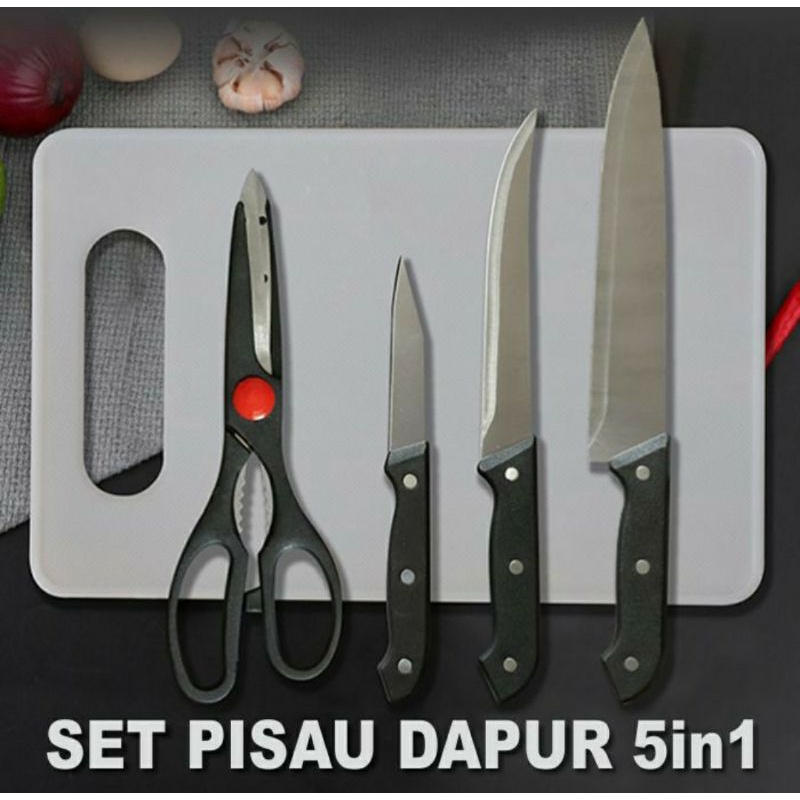 Pisau set talenan gunting 5 in 1Stainless