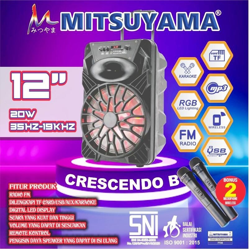 Speaker Aktif Portable Bass Woofer Bluetooth USB Karaoke - MITSUYAMA