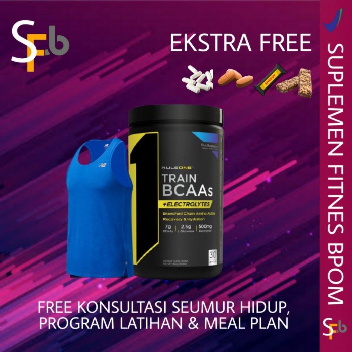 Kesehatan - Rule 1 One Train 30 Serving Bcaa Powder Suplemen Fitnes Kesehatan Gym