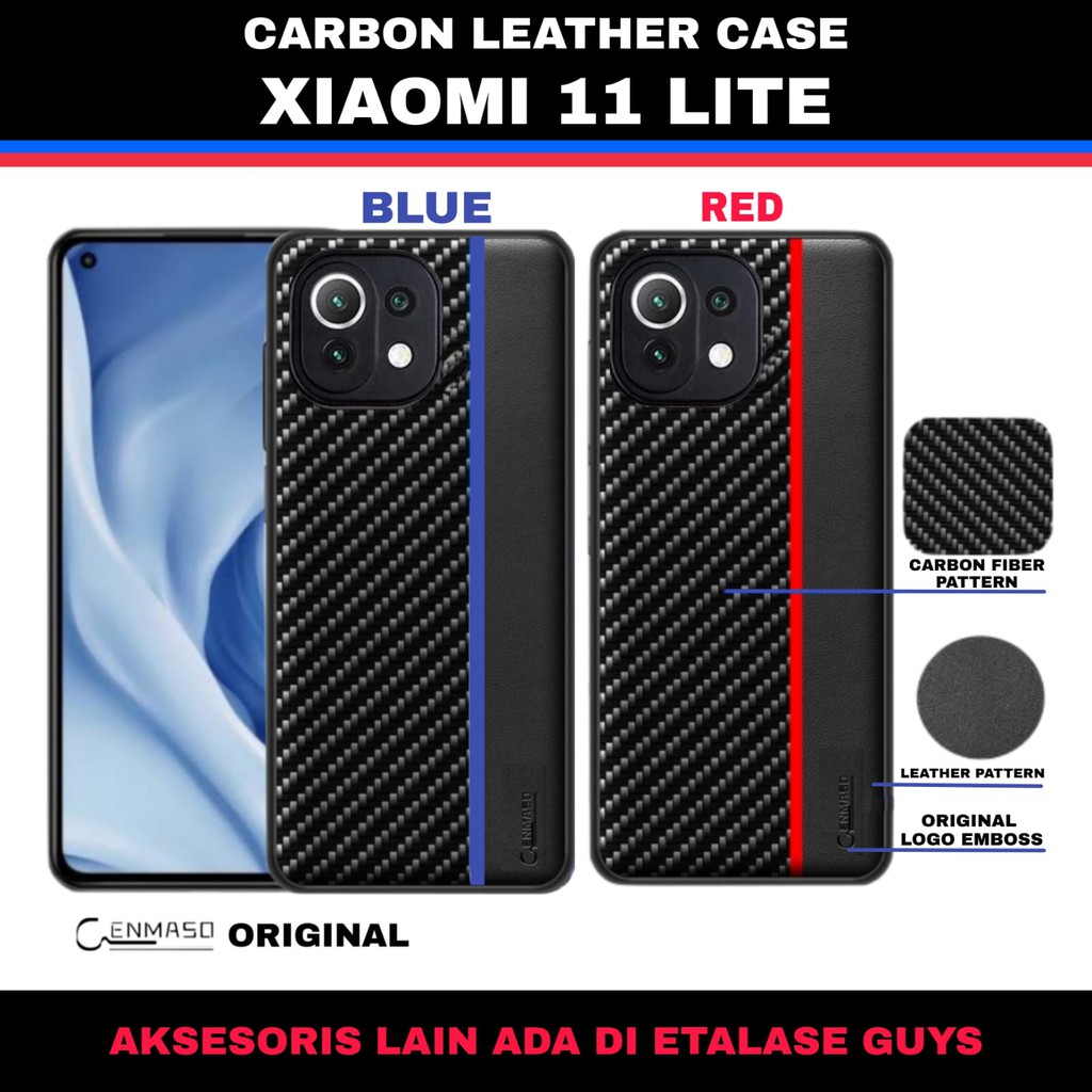 CASE XIAOMI MI 11 LITE CARBON LEATHER PATTERN ORIGINAL CENMASO CASING MI 11 LITE