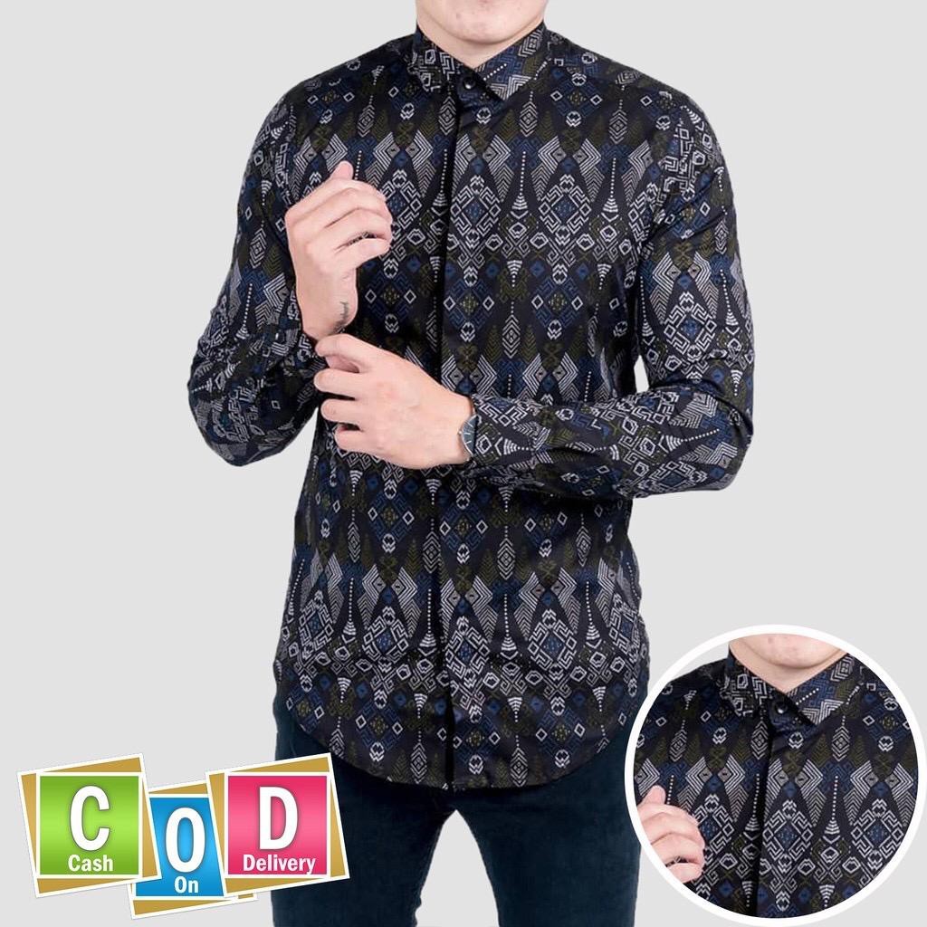 (BISA SERAGAMAN) BABEDO KEMEJA BATIK PRIA MODERN MOTIF SONGKET LENGAN PANJANG PREMIUM QUALITY