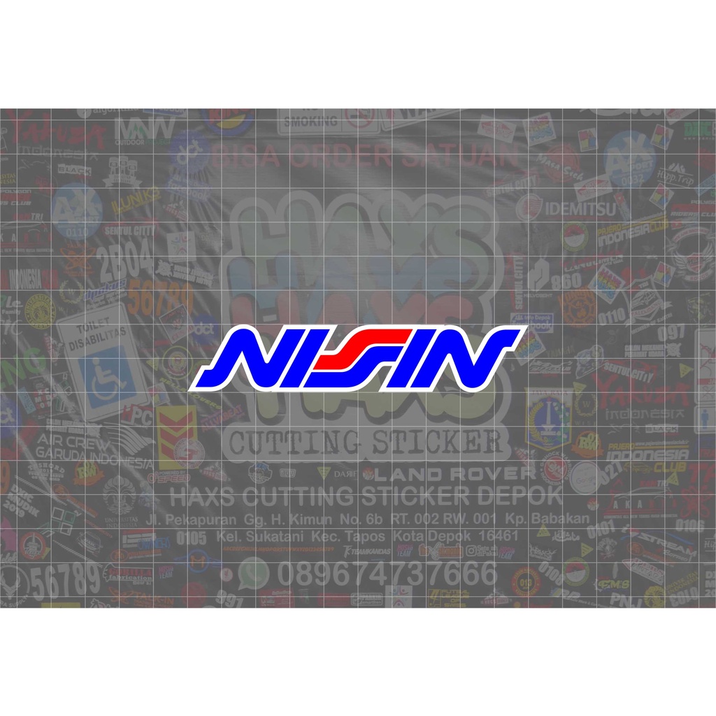 Cutting Sticker Nissin Biru Lis Putih Ukuran 10 Cm Untuk Motor