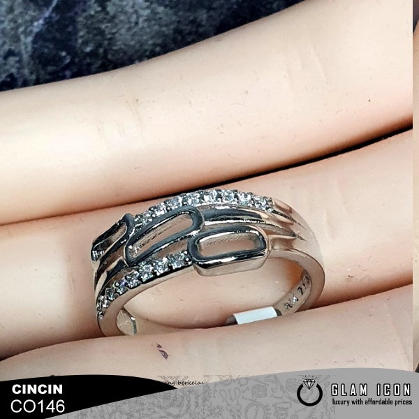 GLAMICON JEWELRY - Aksesoris wanita Cincin Wanita Mata Tiga Layer Kotak keci C0146 CCS