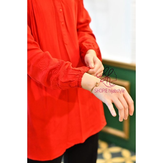 Blus Polos Merah - Blouse Polos Rayon Red - Merah Cabe - Fathin Basic - Katun Rayon - Blus Adem-8