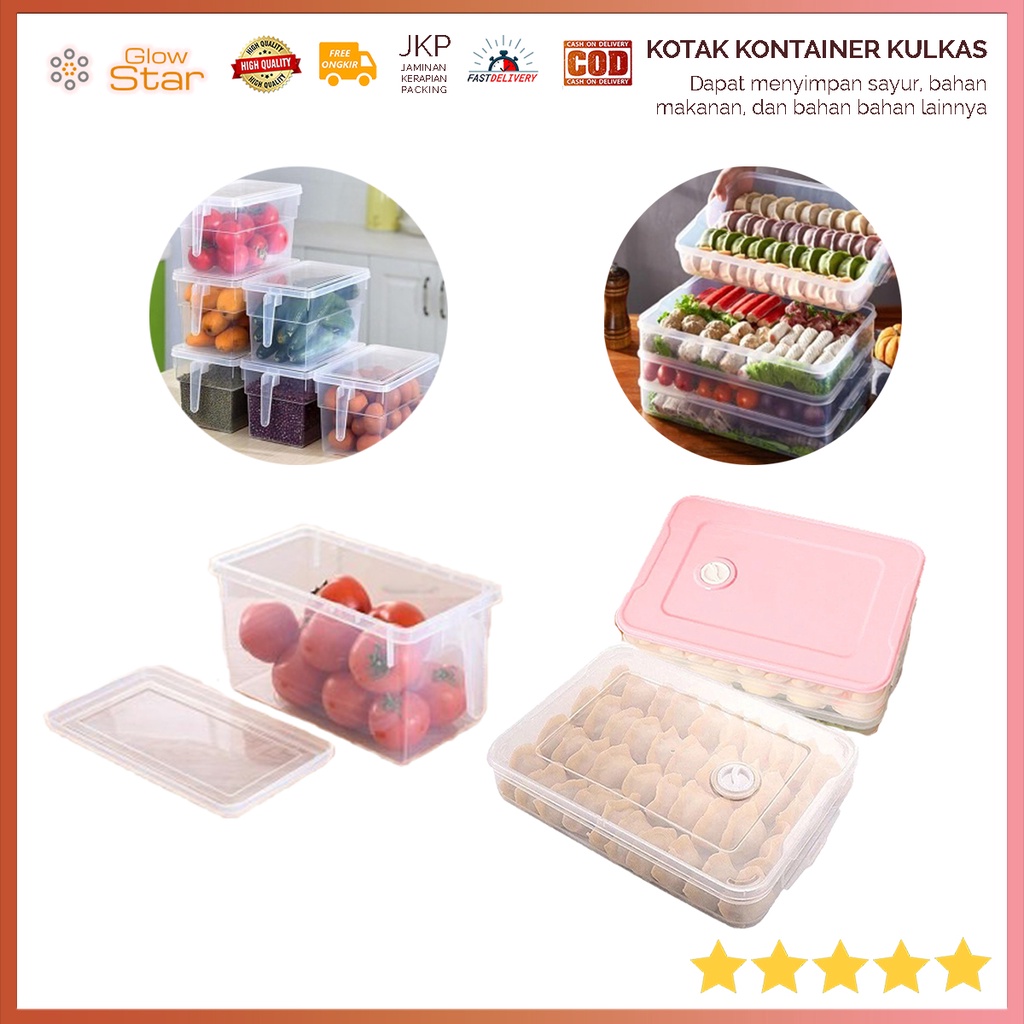 Kotak Kontainer / Wadah Makanan tahan di Kulkas Kitchen Storage Food Box, Wadah penyimpanan