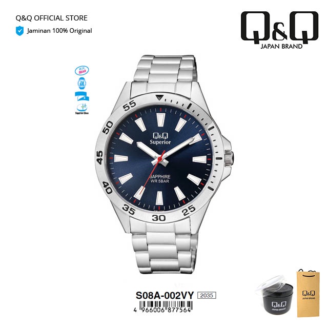 Q&Q QnQ QQ Jam Tangan Pria Rantai Besi Analog Stainless Steel - S08 S08A Superior Water Resist 5 BAR-3