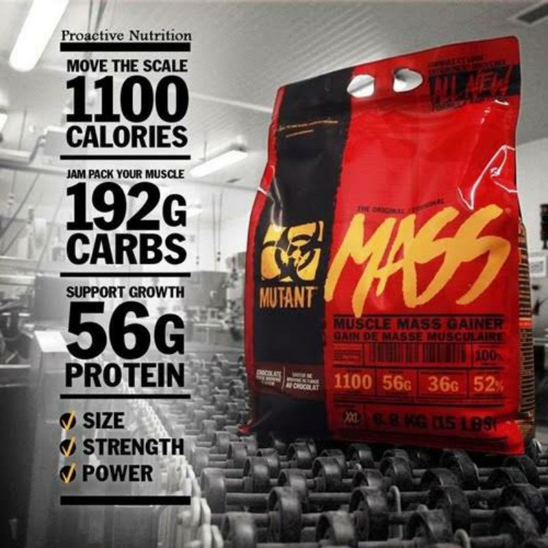 MUTANT MASS GAINER 15 LBS SUPLEMEN KESEHATAN MAKANAN PROTEIN ISOLATE NON SERIOUS BPI BULK ELITE MASS