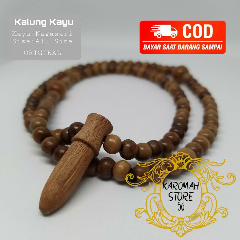 kalung kayu nagasari asli 6mm-liontin nagasari asli bulat 6mm
