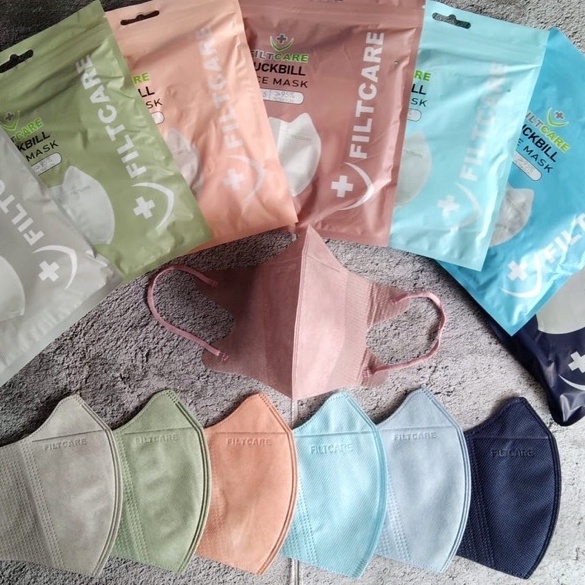 FILTCARE Masker DUCKBILL 10 Pcs 3PLY Medis Garis Model Sensi BFE 95% Surgical Mask / Masker Duckbill Emboss Warna Pastel / TS-13