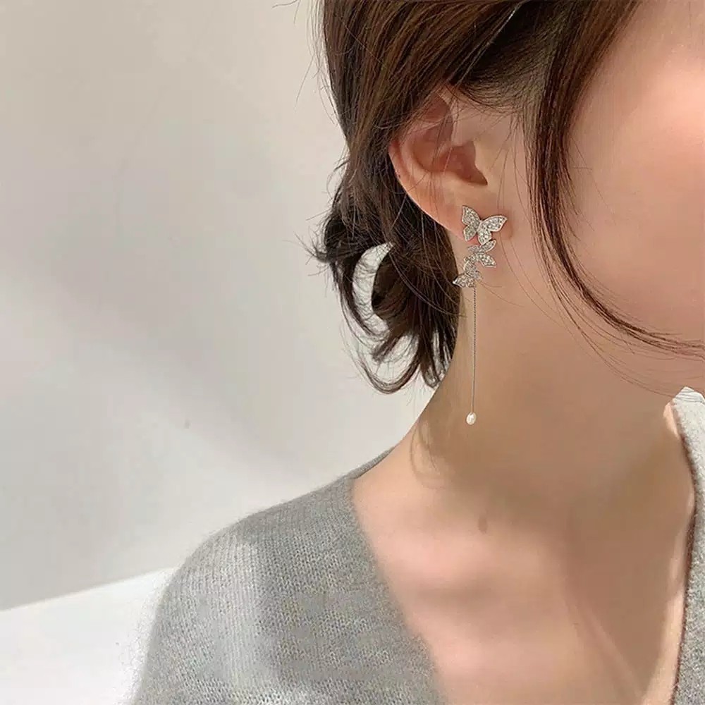 Anting Tusuk Panjang Model Kupu kupu Long Taseel Earrings Butterfly