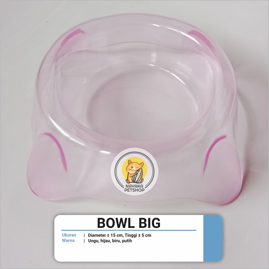 Bowl Big Piring Tempat Wadah Makan Minum Hewan Kucing Kelinci Marmut Guinea Pig Musang