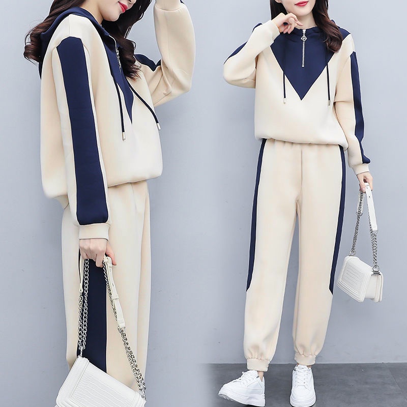 Large fat sister 200kg loose and thin spring and autumn clothes Korean version leisure foreign style