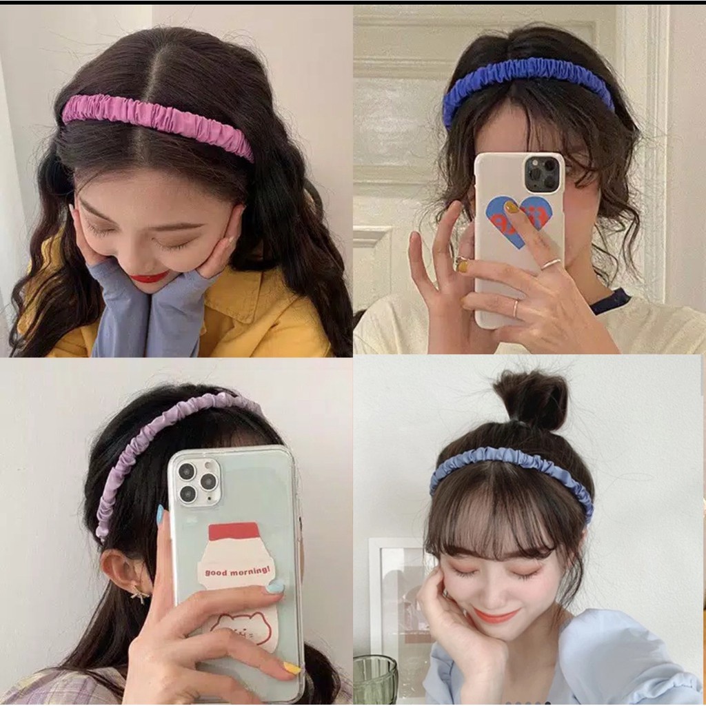 BANDO KERUT SCRUNCHIE IMPORT ALA KOREA HEADBAND SATIN LUCU MURAH (VH)