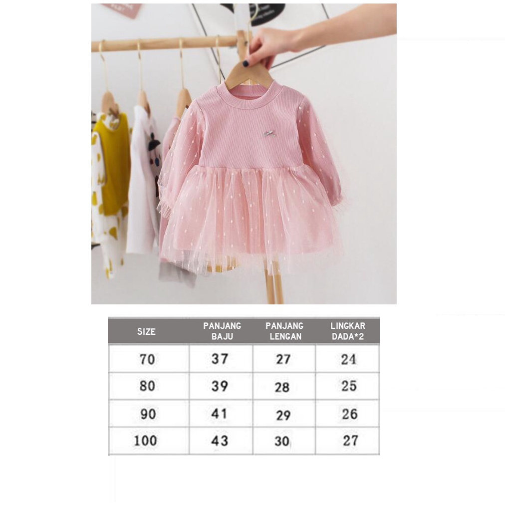 Dress anak bayi tile PINK DOT - Baju Baby Bayi Anak perempuan cewek Gaun Tile Tulle renda Pesta Elegan Balita-1