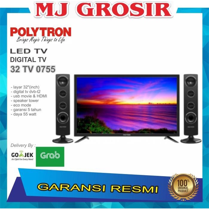 PROMO LED TV POLYTRON 32" 32TV0755 32 INCH USB MOVIE HD HDMI
