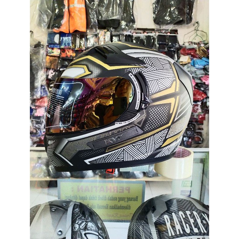 Helm KYT k2 rider black panther gold