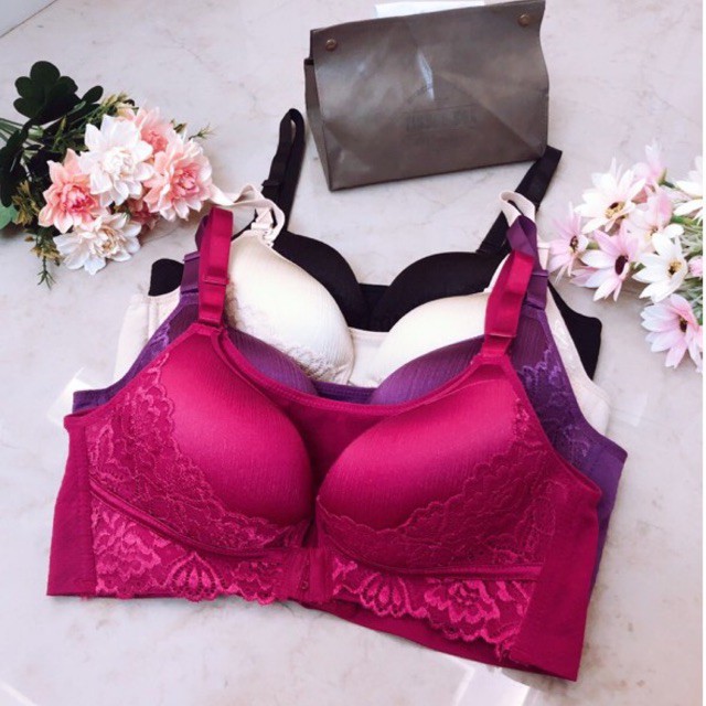 Bra Seamless dengan bahan premium kait depan busa push up tanpa kawat