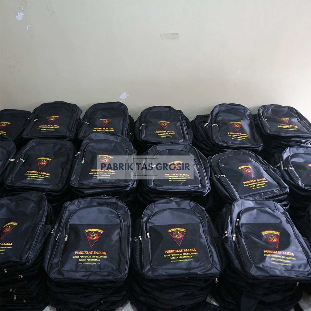 Backpack Multifungsi Ransel Kerja Hitam Tas Custom Grosir Pusdiklat Bajaka Sablon Ransel Pria Punggung