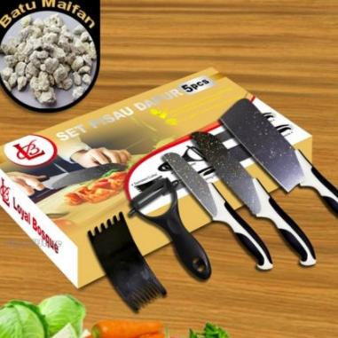 +%+%+%] Set Pisau Dapur isi 5 pcs Hitam / pisau set 5 pcs / Pisau Dapur Set