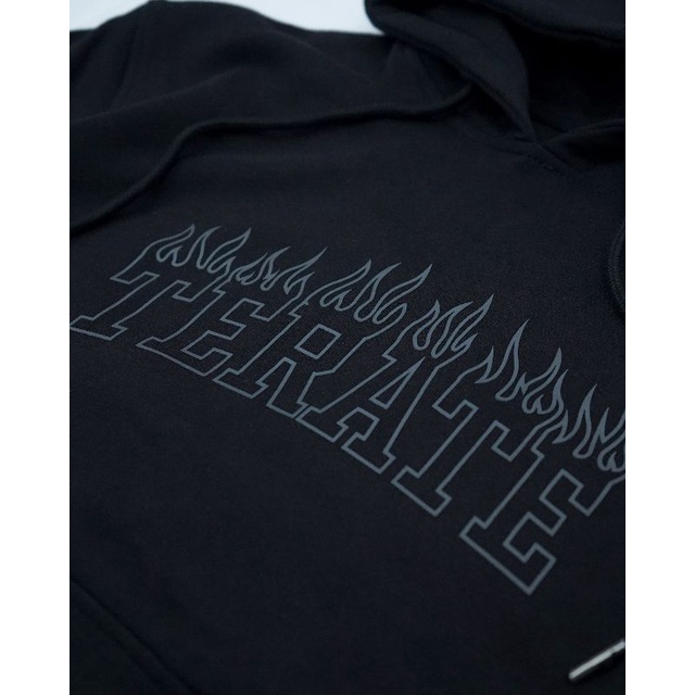 Hoodie Long Terate Burn - Black