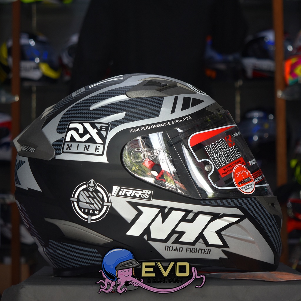 NHK RX9 RACER BLACK SILVER DOFF ORIGINAL -HELM RX9 RACER PAKET GANTENG BLACK DOFF/SILVER