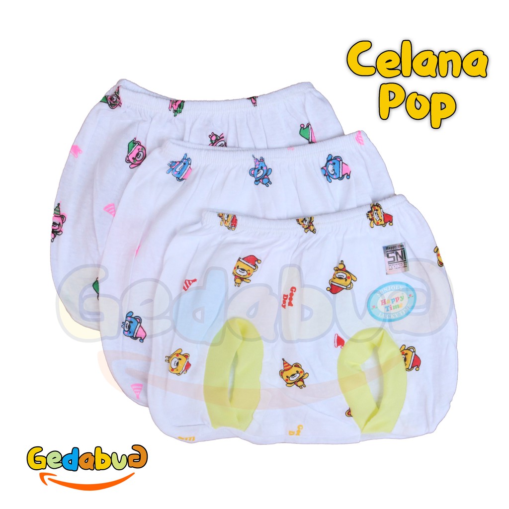 6 Pcs - Celana Pop Lucky Time | Perlengkapan Pakaian Bayi New Born - Gedabug