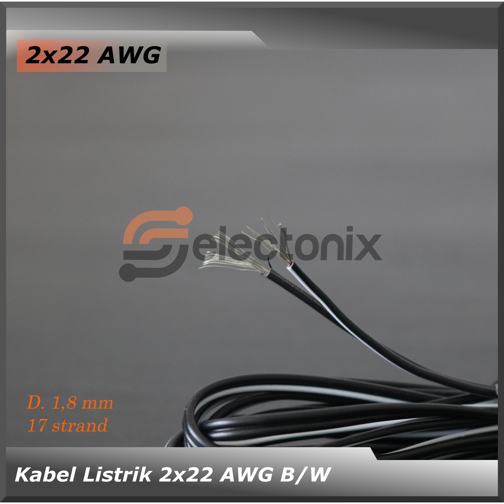 Kabel Listrik 2 x 22 AWG | Merah/Hitam [1m]