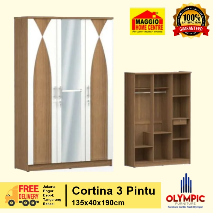 LEMARI PAKAIAN MINIMALIS - LEMARI PAKAIAN 3 PINTU - CORTINA - OLYMPIC