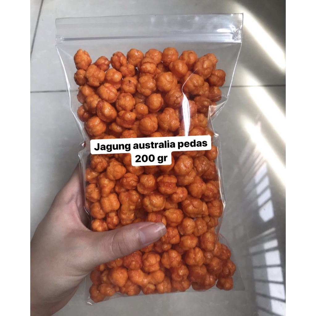 

JAGUNG AUSTRALIA PEDAS 200 GRAM / PILUS JAGUNG PEDAS KACANG AUSTRALIA POPCORN OLE OLE DARI JAKARTA SNACKY MEDAN