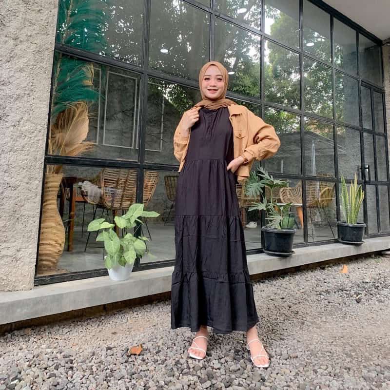 Inner Dress Tanpa Lengan Rayon Model Canda Dress