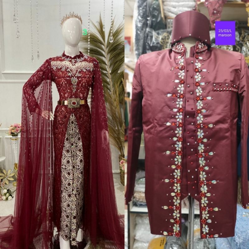 CAUPLE TERLARIS KEBAYA AKAD MODREN/KEBAYA BEREKOR LANSUNG |BAJU PENGANTIN MEWAH|KEBAYA DRESS COUPLE|GAUN DRESS MUSLIMAH