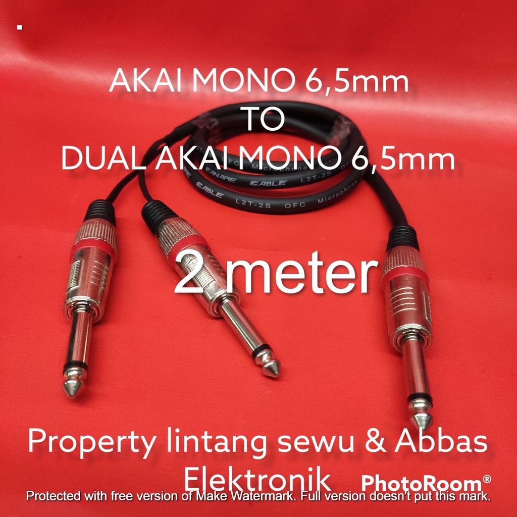 KABEL JEK AKAI 6,5MM TO DUAL AKAI MONO 6.5MM PANJANG 2 METER