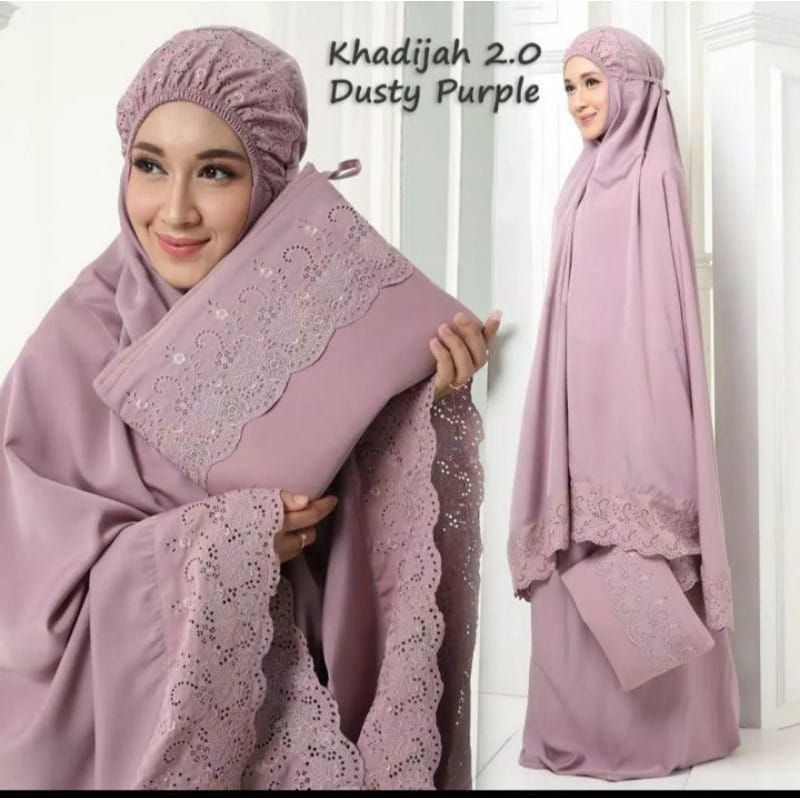 Mukena khadijah pasteleena free tas cantik bordir renda mewah pastelina katun mikro