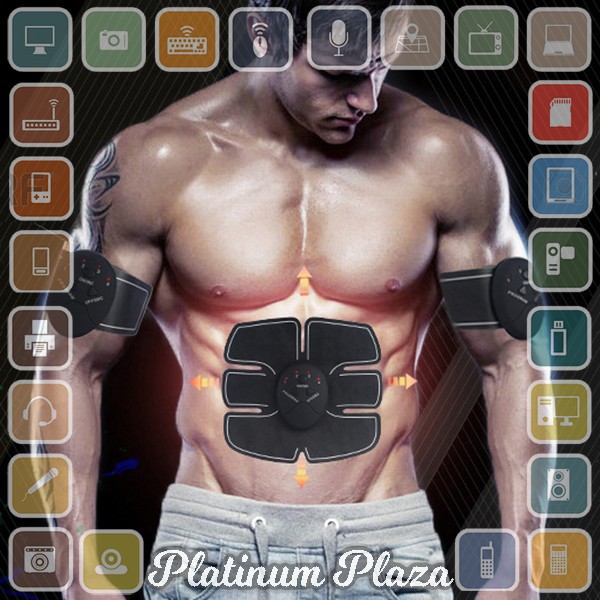 Alat Stimulator Terapi EMS Otot Six Pack ABS Abdominal Muscle Exer`E2JJ8C- Black