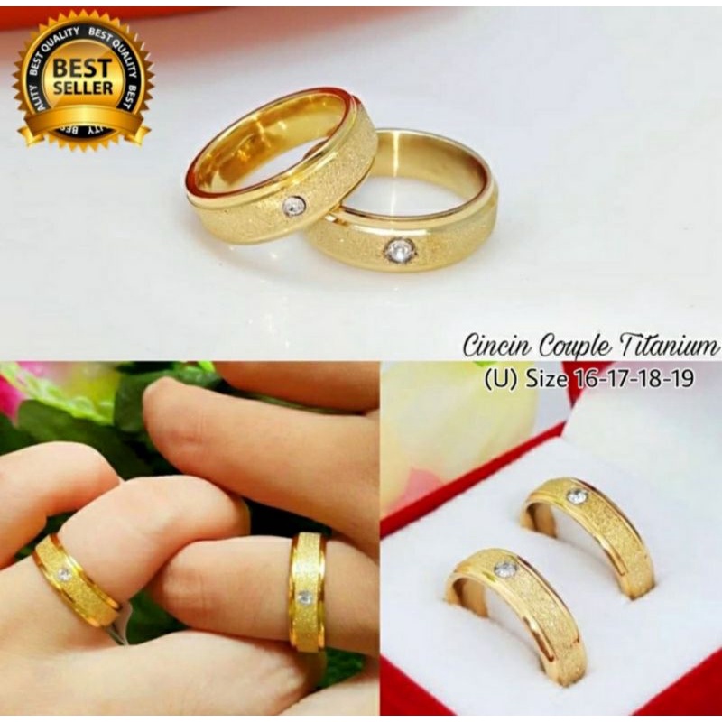 Cincin titanium / cincin mata 1 doof pasir emas