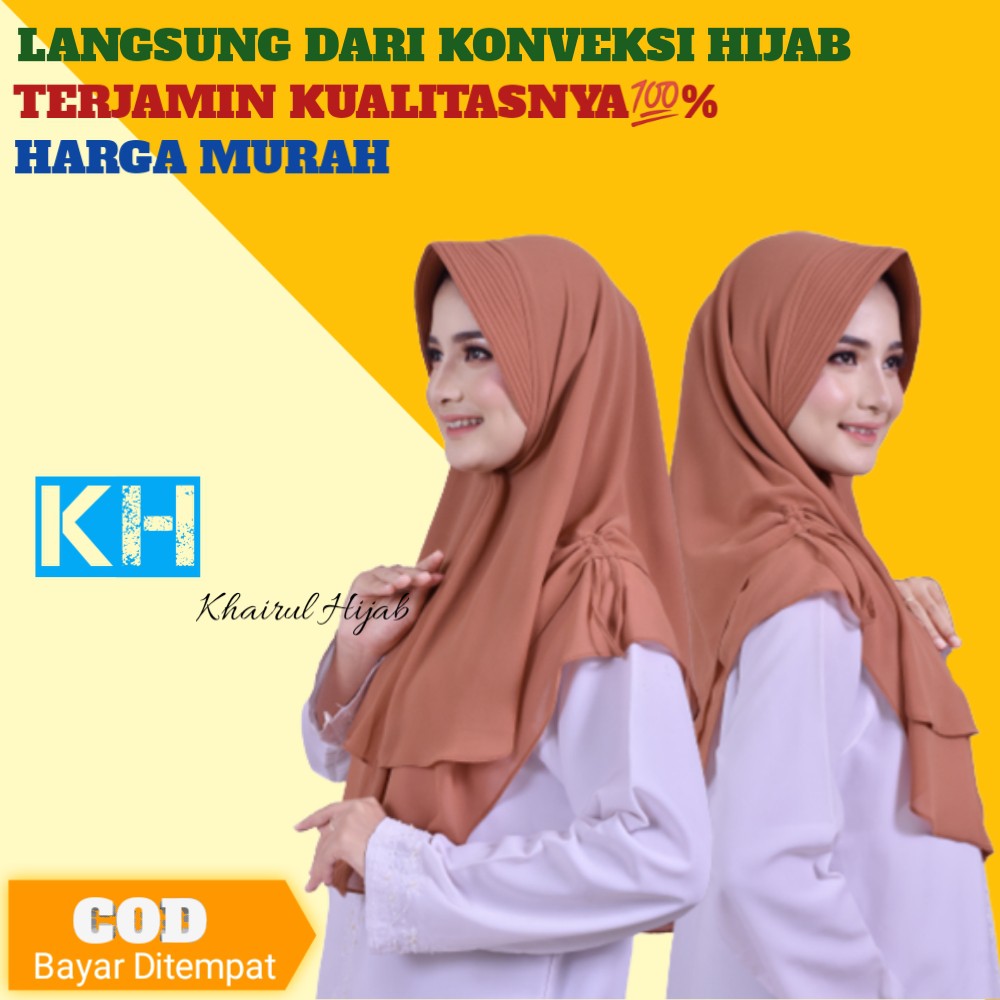 Kerudung Jilbab Hijab Khimar Syari Instant Instan Bergo 2 Layer Ceruty Terbaru Nihaya
