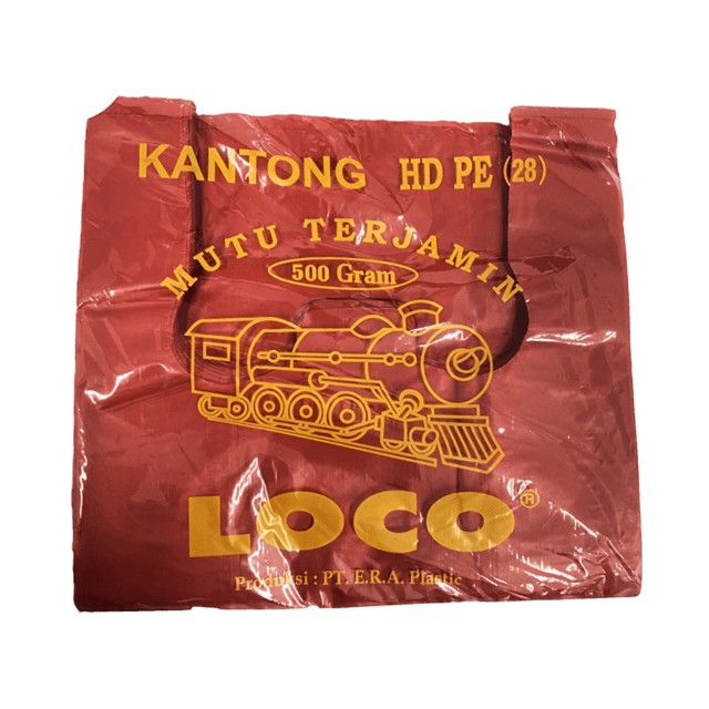 Kantong Plastik Kresek Loco Tebal Merah 500 gram ukuran 17 - 40