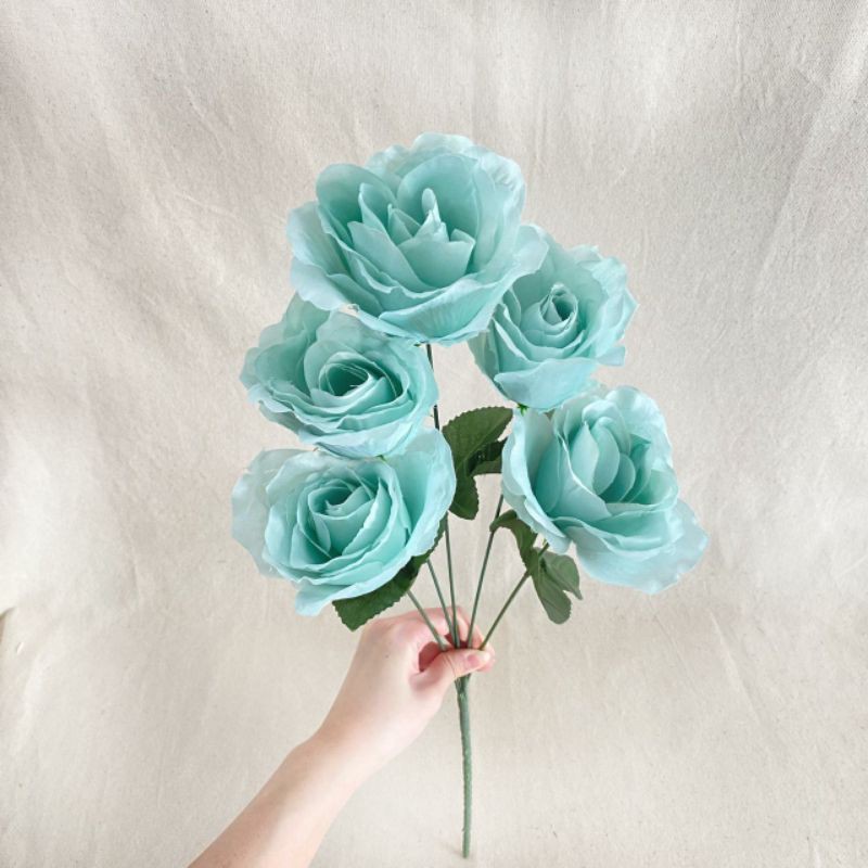 Bunga Artificial Mawar Rose Italy X5 Bunga Artificial / Bunga Plastik / Bunga Dekorasi / Pernikahan-Tosca