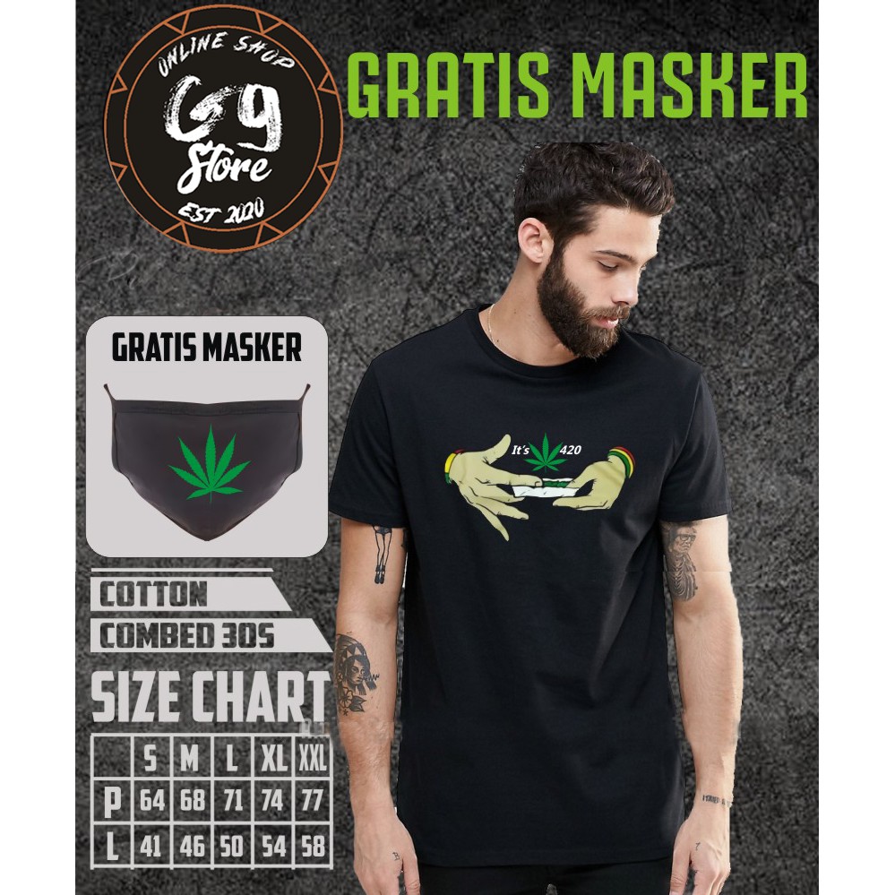 KAOS LINTING GANJA KAOS 4.20 KAOS GANJA FREE MASKER KAOS CUSTOM KAOS PRIA KEREN KAOS DISTRO