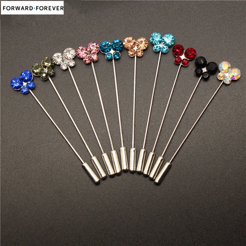 10pcs Butterfly Shaped Crystal Mixed Color Brooch Safe Simple Pin