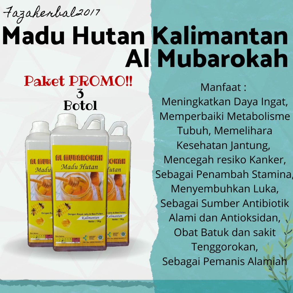 HARGA PROMO 3 Madu Hutan Kalimantan 1 kg Al mubarokah