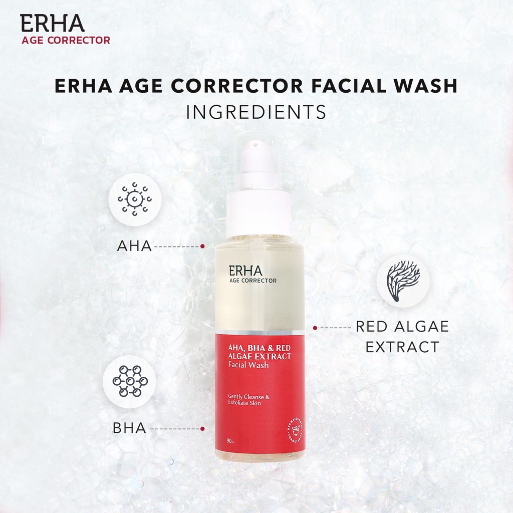 ERHA AGE CORRECTOR AHA,BHA &amp; RED ALGAE EXTRACT FACIAL WASH 90 ML @MJ