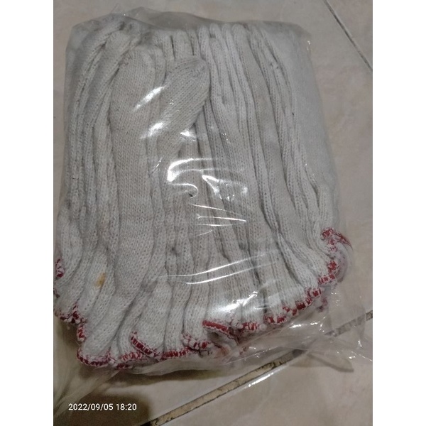 sarung tangan kain warna putih second(bekas). 12 pasang/lusin/24 pcs