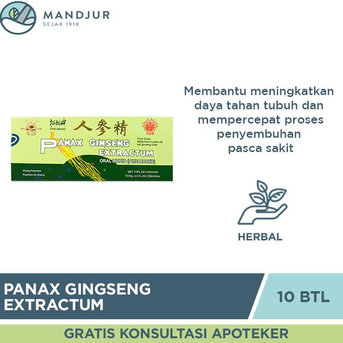 

BAYAR DITEMPAT Panax Ginseng Extractum With Alcohol (Pine Brand) - Penambah Stamina /OBAT HERBAL ASAM URAT/OBAT HERBAL PELANGSING/OBAT HERBAL KOLESTEROL/OBAT HERBAL DIABETES