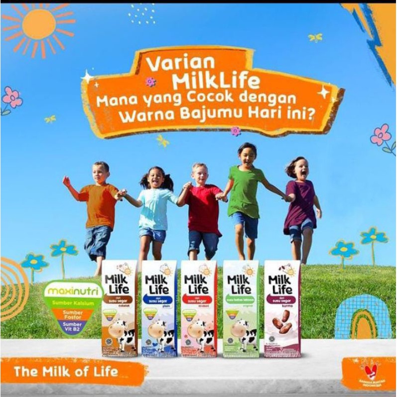 

MILK LIFE Susu UHT Kurma / Bebas Laktosa / Cokelat / Stroberi / Plain 200ml